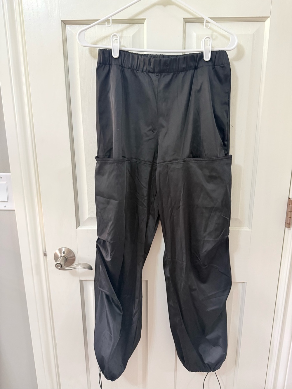 Zara Black Elastic Waist Cargo-Style Jogger Pants